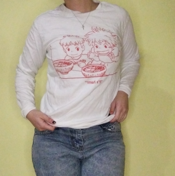 White Extra Small Ponyo Long Sleeve Shirt - Picture 1 of 2